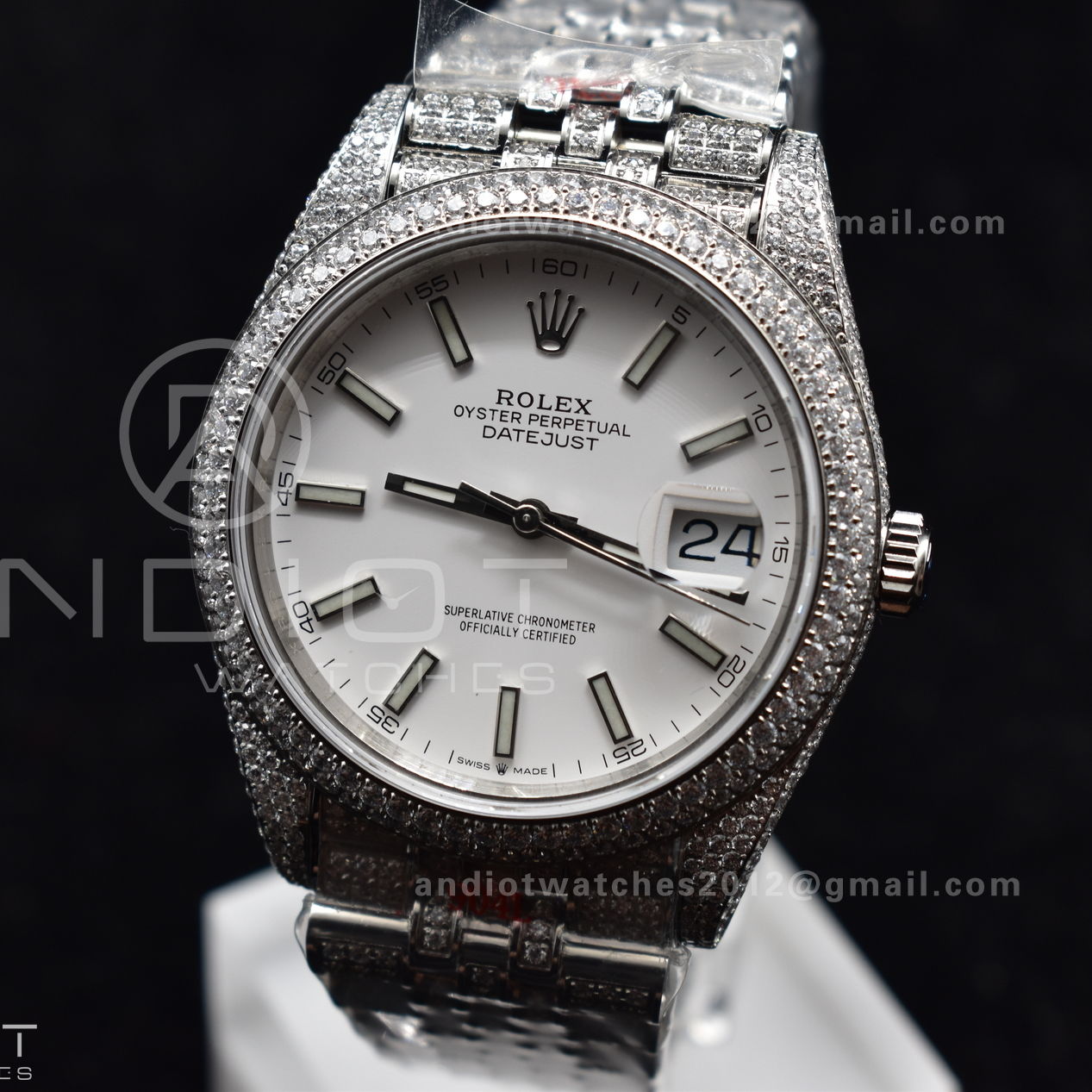 JDF 41mm Best Version Diamond DateJust White Stick Markers